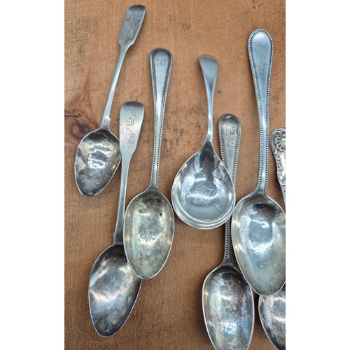 24 - A Collection of mixed silver hall marked flatwares; Georgian & Victorian Glasgow silver, Birmingham,... 