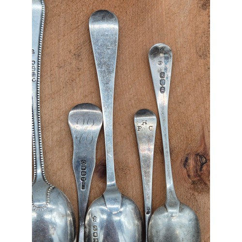 24 - A Collection of mixed silver hall marked flatwares; Georgian & Victorian Glasgow silver, Birmingham,... 