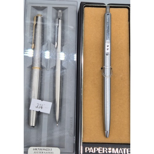 44 - A Selection of Vintage fountain and ball point pens; Parker, Burnham B48, Conway Stewart 75 and othe... 