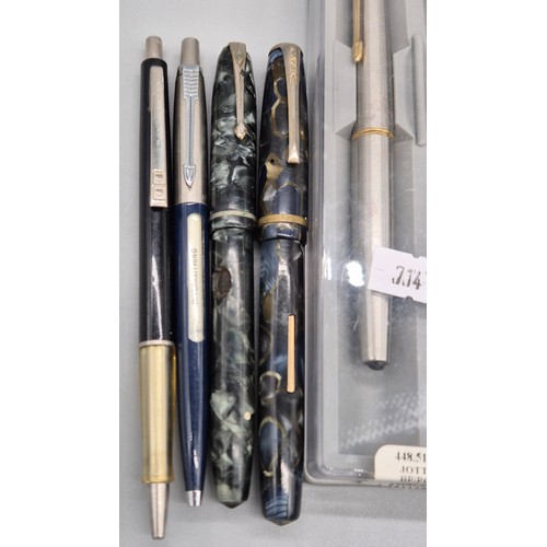 44 - A Selection of Vintage fountain and ball point pens; Parker, Burnham B48, Conway Stewart 75 and othe... 