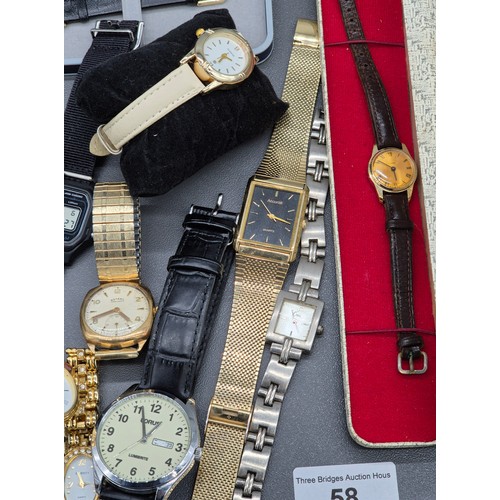58 - A Tray of watches; Boxed Sekonda watch, Casio Alarm Chromo, Timex boxed watch, Rotary Rotary Super S... 
