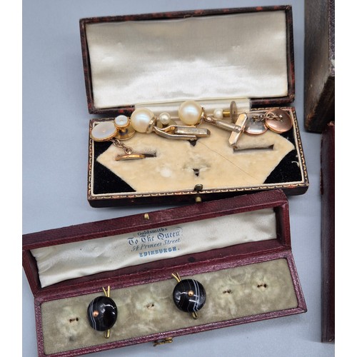 60 - Antique jewellery box containing mixed antique and vintage jewellery; Zodiac gent's wristwatch, Gold... 