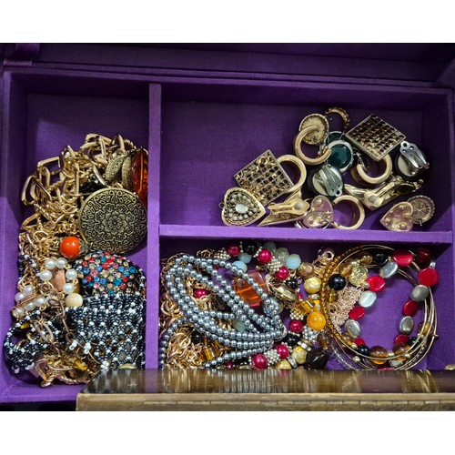 61 - A Crate of costume jewellery; jewellery boxed filled with various jewellery items