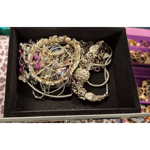 61 - A Crate of costume jewellery; jewellery boxed filled with various jewellery items