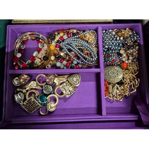 61 - A Crate of costume jewellery; jewellery boxed filled with various jewellery items