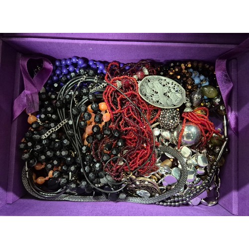 61 - A Crate of costume jewellery; jewellery boxed filled with various jewellery items