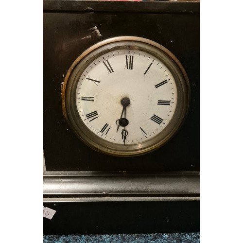 631 - Victorian Slate mantle clock with enamel face