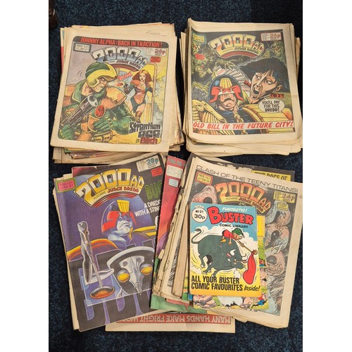 632 - A collection of 1980s 2000ad comics; Judge dredd & small Buster & The Dandy comics