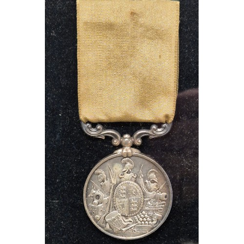 50 - Three Framed WWI Medals and Torpedo Badge belonging to James J. Michie. War Medal, Long Service meda... 