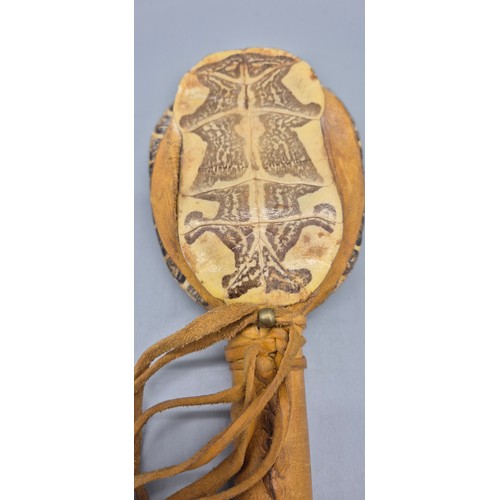 197 - Antique Native American Tortoise shell Rattle [Circa 1900s] [29cm length]