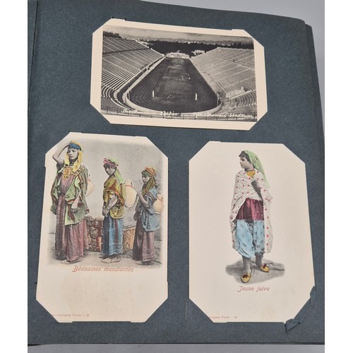 103 - A Large Antique Postcard Album Featuring North American & Middle Eastern Postcards [Pictured of enti... 