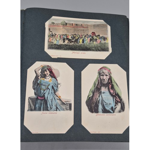 103 - A Large Antique Postcard Album Featuring North American & Middle Eastern Postcards [Pictured of enti... 