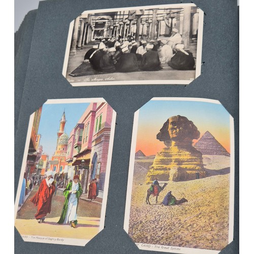 103 - A Large Antique Postcard Album Featuring North American & Middle Eastern Postcards [Pictured of enti... 