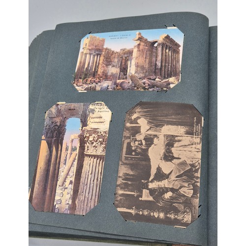 103 - A Large Antique Postcard Album Featuring North American & Middle Eastern Postcards [Pictured of enti... 