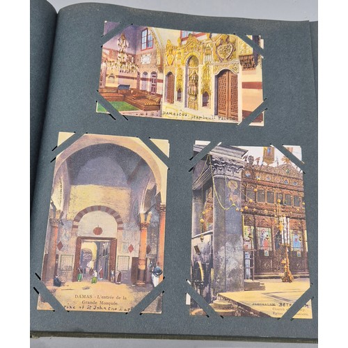 103 - A Large Antique Postcard Album Featuring North American & Middle Eastern Postcards [Pictured of enti... 