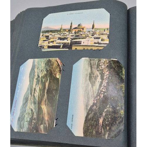 103 - A Large Antique Postcard Album Featuring North American & Middle Eastern Postcards [Pictured of enti... 