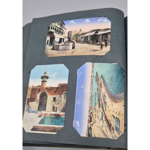 103 - A Large Antique Postcard Album Featuring North American & Middle Eastern Postcards [Pictured of enti... 