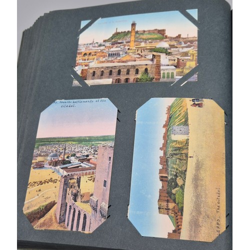 103 - A Large Antique Postcard Album Featuring North American & Middle Eastern Postcards [Pictured of enti... 