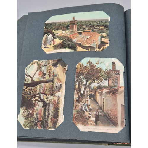 103 - A Large Antique Postcard Album Featuring North American & Middle Eastern Postcards [Pictured of enti... 