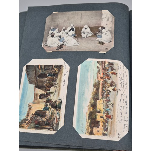 103 - A Large Antique Postcard Album Featuring North American & Middle Eastern Postcards [Pictured of enti... 