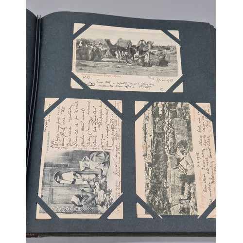 103 - A Large Antique Postcard Album Featuring North American & Middle Eastern Postcards [Pictured of enti... 