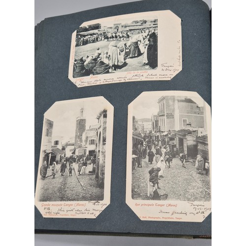 103 - A Large Antique Postcard Album Featuring North American & Middle Eastern Postcards [Pictured of enti... 