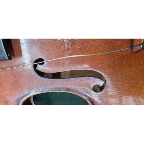 170 - Antique Violin, Bow and carry case. No Label present. [57.5cm]