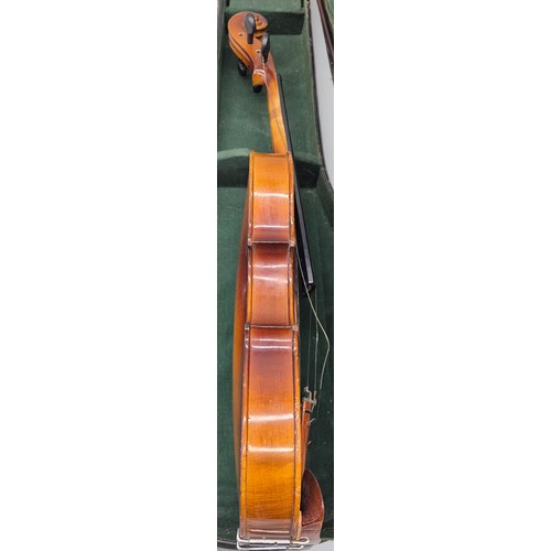 170 - Antique Violin, Bow and carry case. No Label present. [57.5cm]