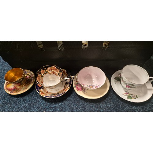 356 - A Crate of collectable cup and Saucers & porcelain; Paragon, Salisbury, Hammersley & many more