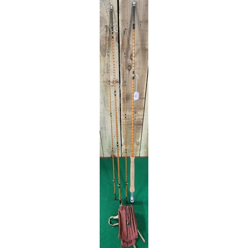 326 - Hardy Brothers Alnwick three piece split cane fly rod with spare top & bag