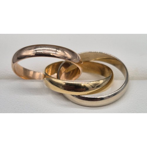 63 - Cartier- 18ct White Gold, 18ct Yellow Gold and 18ct Rose Gold Medium Les Must de Cartier Ring. [Ring... 