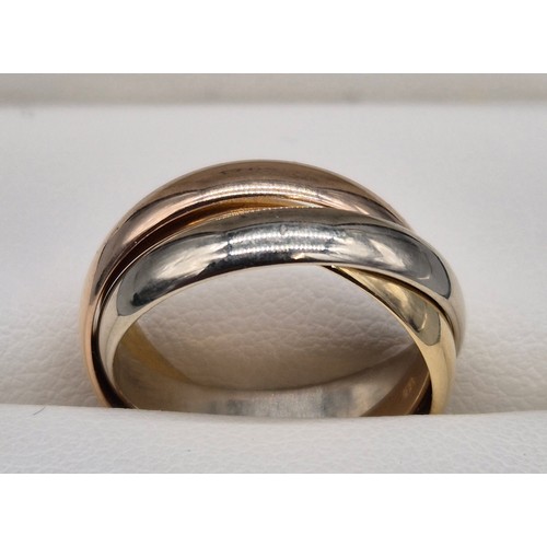 63 - Cartier- 18ct White Gold, 18ct Yellow Gold and 18ct Rose Gold Medium Les Must de Cartier Ring. [Ring... 