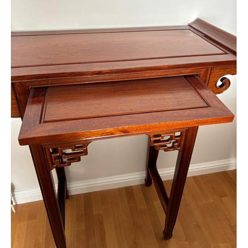 201 - Chinese rosewood Alter table; comes with glass top section for protection. Pull out writing section ... 