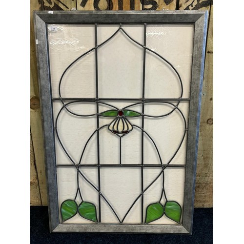 276 - Large piece of framed stainglass section. [Frame- 118x79cm]