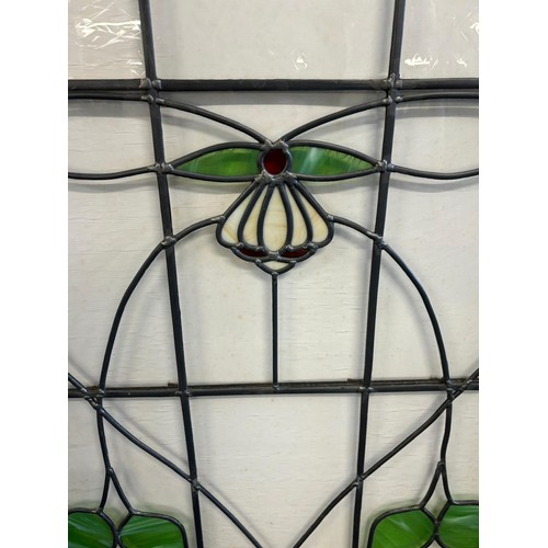 276 - Large piece of framed stainglass section. [Frame- 118x79cm]