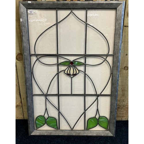 276 - Large piece of framed stainglass section. [Frame- 118x79cm]