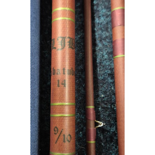 456 - Three piece Salmon Rod Bespoke LJB Fibatube 14, 9/10 Rod with bag.