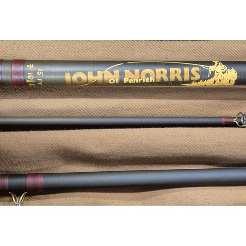 471 - Three Piece John Norris of Penrith Lakeland Spiralite Carbon Rod with Bag; 15ft, # 10/11.