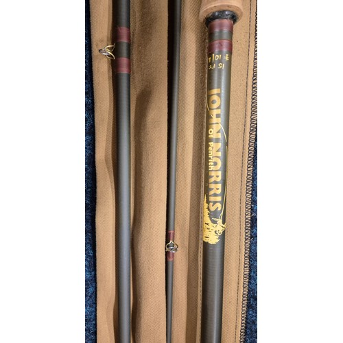 471 - Three Piece John Norris of Penrith Lakeland Spiralite Carbon Rod with Bag; 15ft, # 10/11.