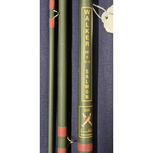 421 - Three piece Bruce & Walker Salmon Carbon Fly Rod with bag; Bruce & Walker- Walker 15', #10-12, Salmo... 