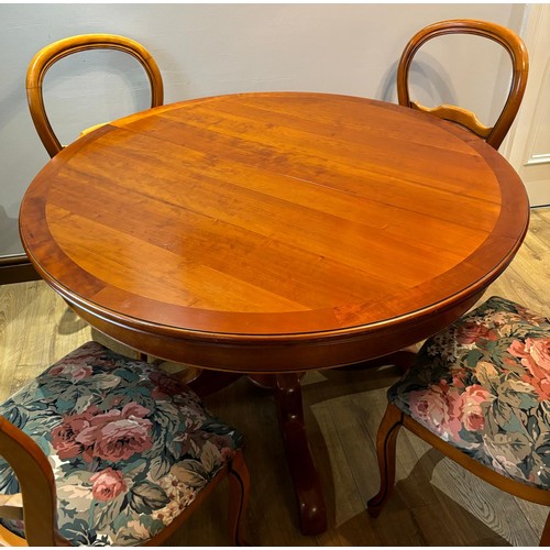 306 - French Grange cherry wood dining table and four matching balloon back dining chairs. Table Extends. ... 