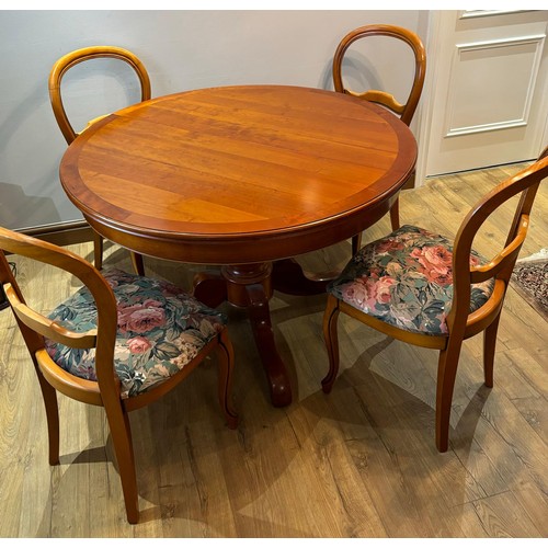 306 - French Grange cherry wood dining table and four matching balloon back dining chairs. Table Extends. ... 