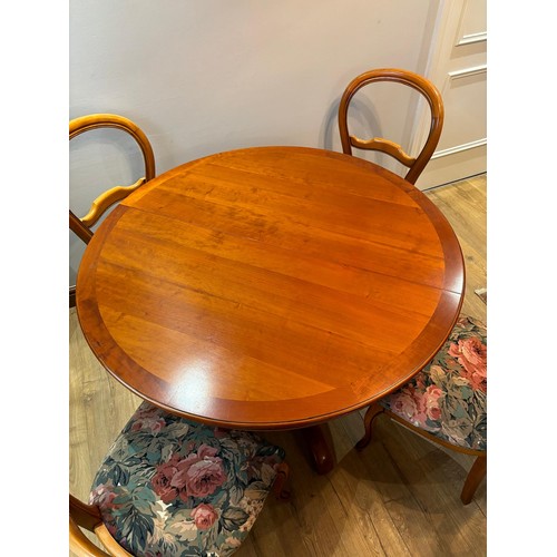 306 - French Grange cherry wood dining table and four matching balloon back dining chairs. Table Extends. ... 