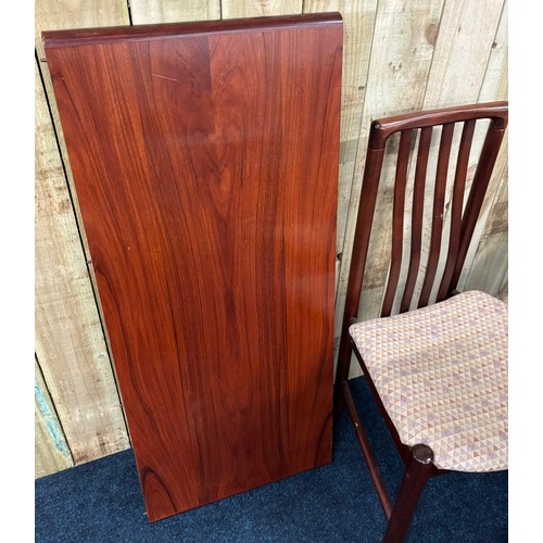 311 - Mid century Danish Skovby Rosewood dining table and four dining chairs, [74cm high, 114cm diameter]