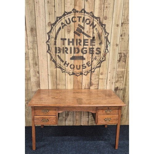 240 - Early 20th century Oak Teachers school desk with fitted brass handles [77x137x76cm]