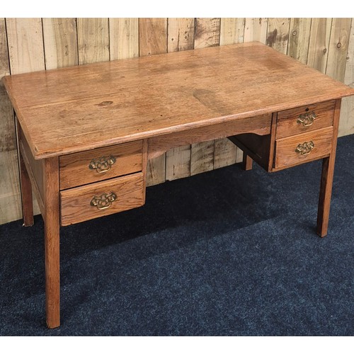 240 - Early 20th century Oak Teachers school desk with fitted brass handles [77x137x76cm]