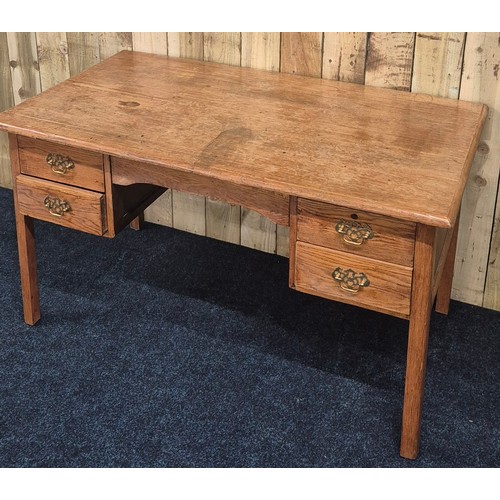 240 - Early 20th century Oak Teachers school desk with fitted brass handles [77x137x76cm]