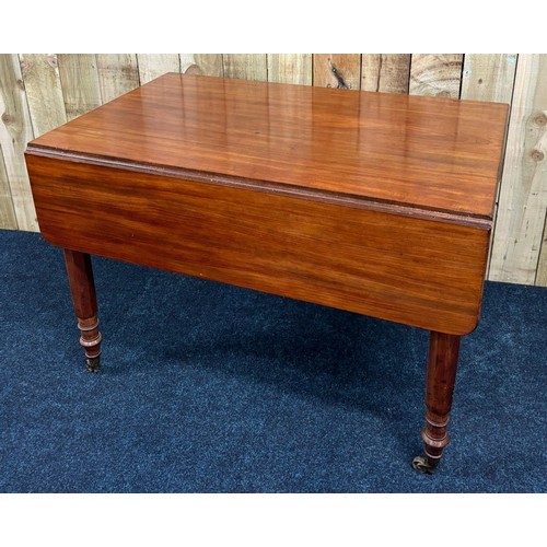 202 - 19th century mahogany drop end dining table. Fitted with a single frieze drawer. [72x117x106cm]