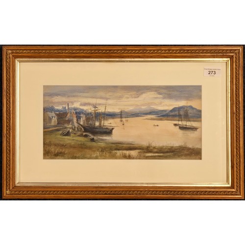 273 - SAM BOUGH R.S.A, R.S.W. (SCOTTISH 1822-1878)
Original watercolour depicting harbour and town scene. ... 