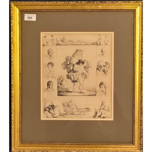 268 - Michal Plonski [1778-1812]
1805 Basket Maker. Original etching. 
Fitted within a gilt frame. [Frame-... 